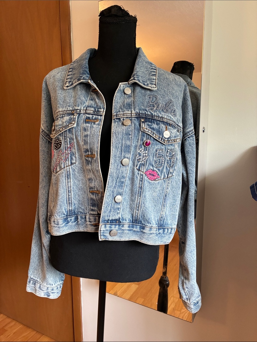 Forever 21 x Barbie Denim Embellished Light Blue Jacket